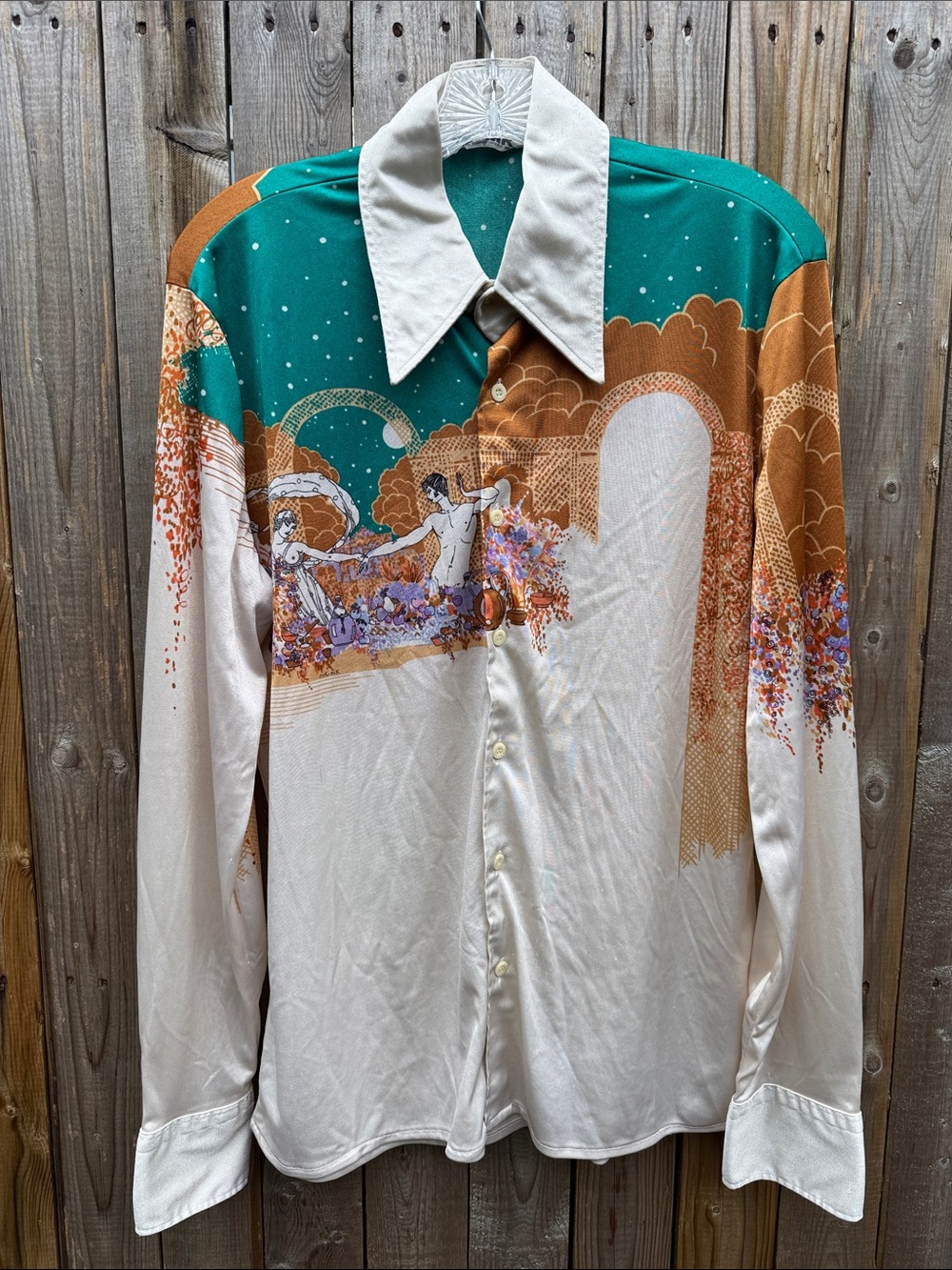 VTG 70s nik nik printed blouse
